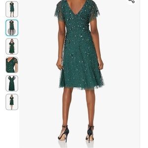 Adrianna Papell Flutter Sleeve Beaded Cocktail Dress